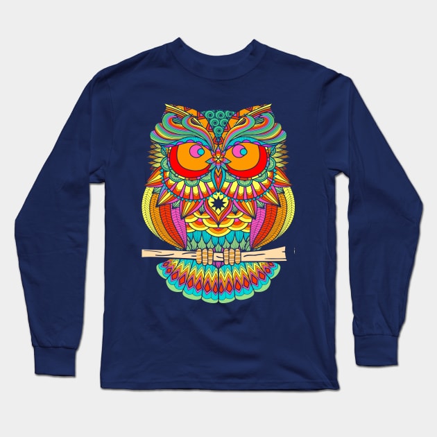 Beautiful Bright Owl Long Sleeve T-Shirt by AlondraHanley